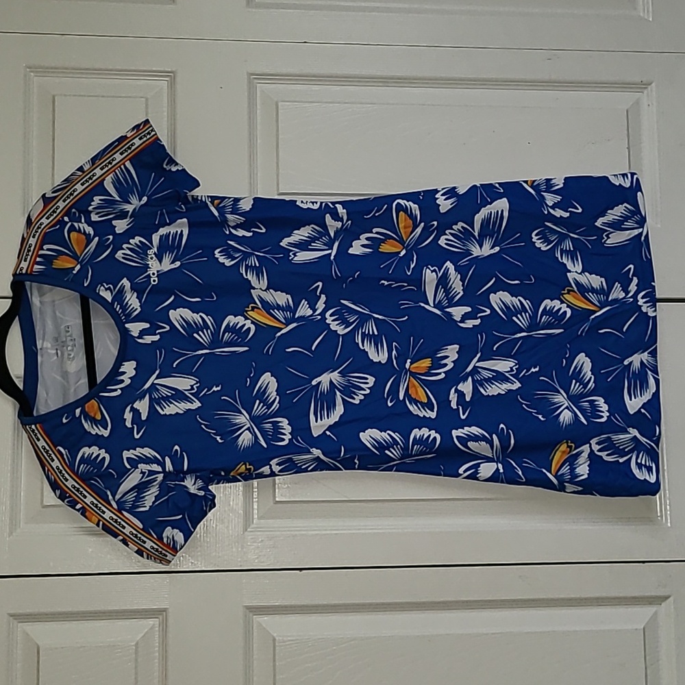 Adidas Women's Blue and Yellow Butterfly Dress